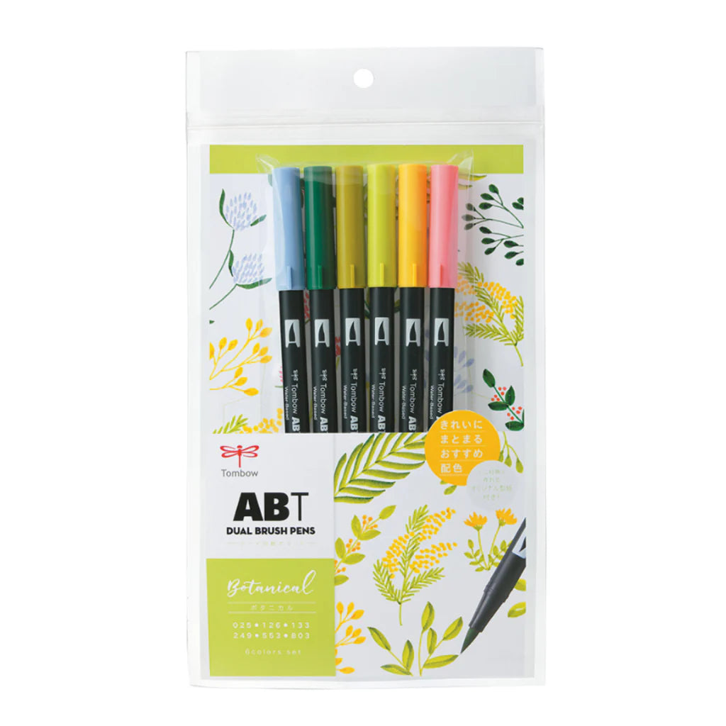 Tombow ABT Brush Marker Pen 6-Pack | Botanical Colours