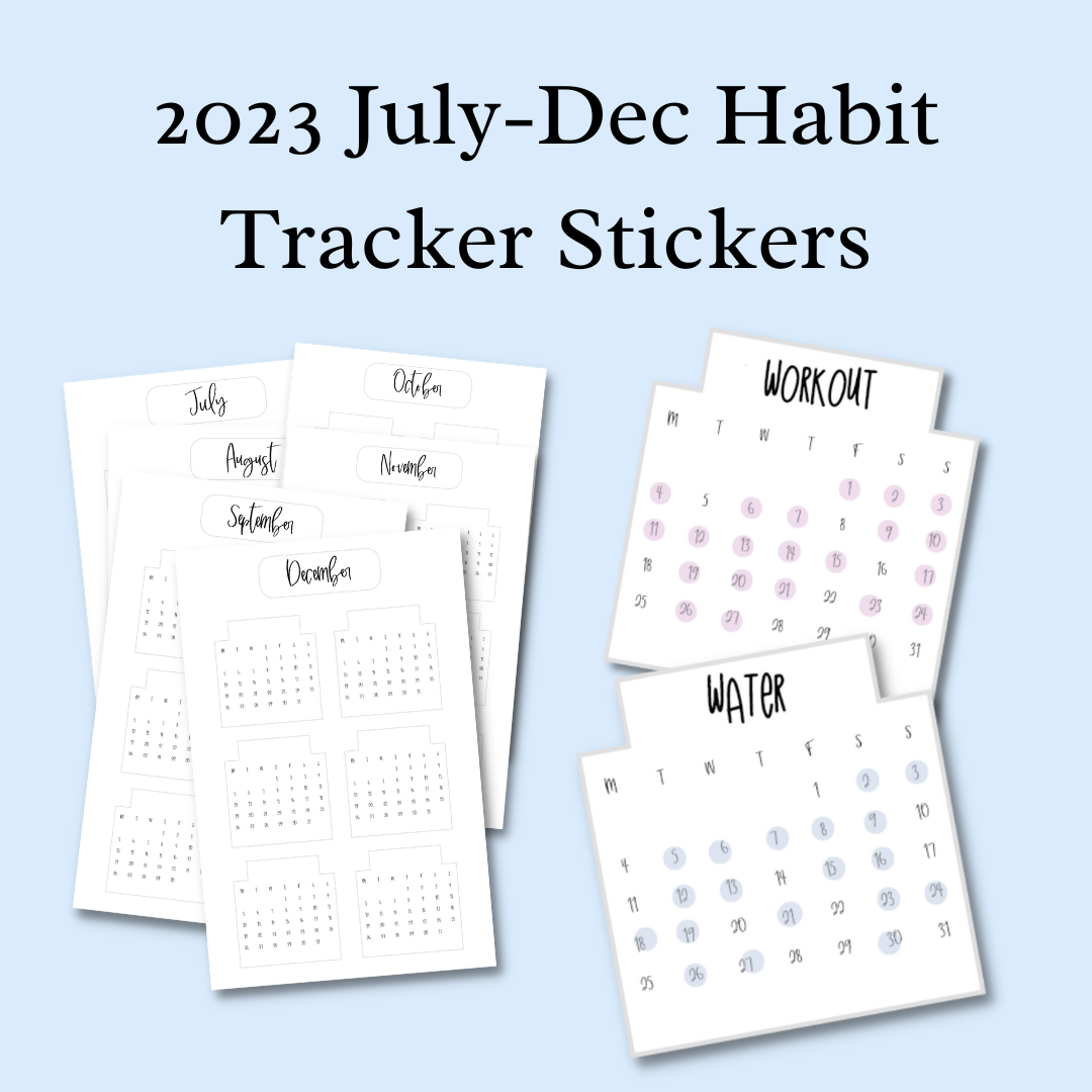2023 July-Dec Planner Stickers Pack | Monthly Habit Trackers