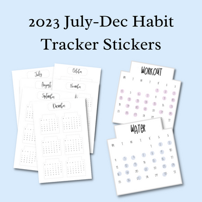 2023 July-Dec Planner Stickers Pack | Monthly Habit Trackers