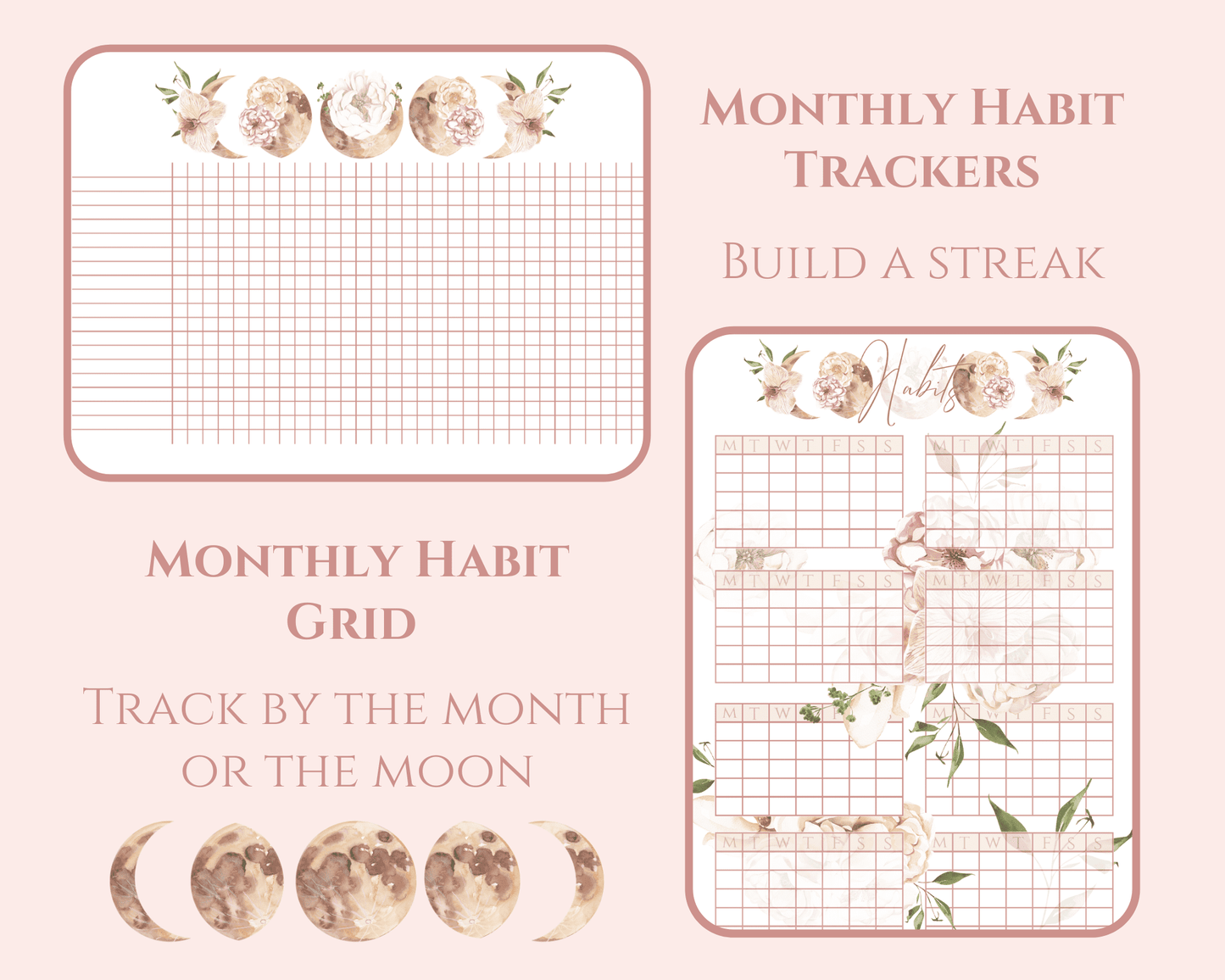 Just a moon phase bullet journal printable download pdf habit tracker layout