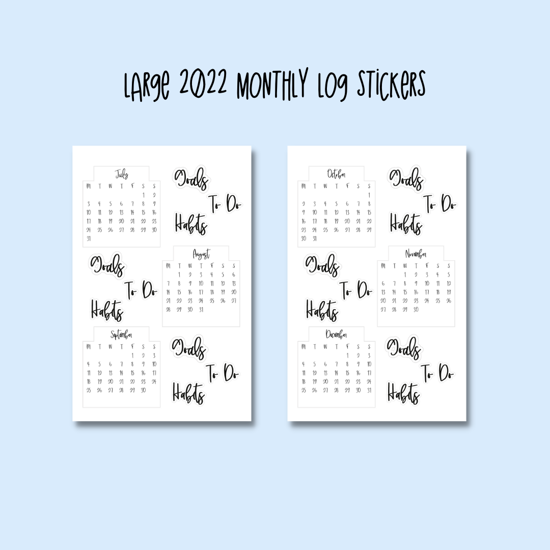 SECONDS 2022 Planner Stickers Pack | Monthly and Future Log Large calendar