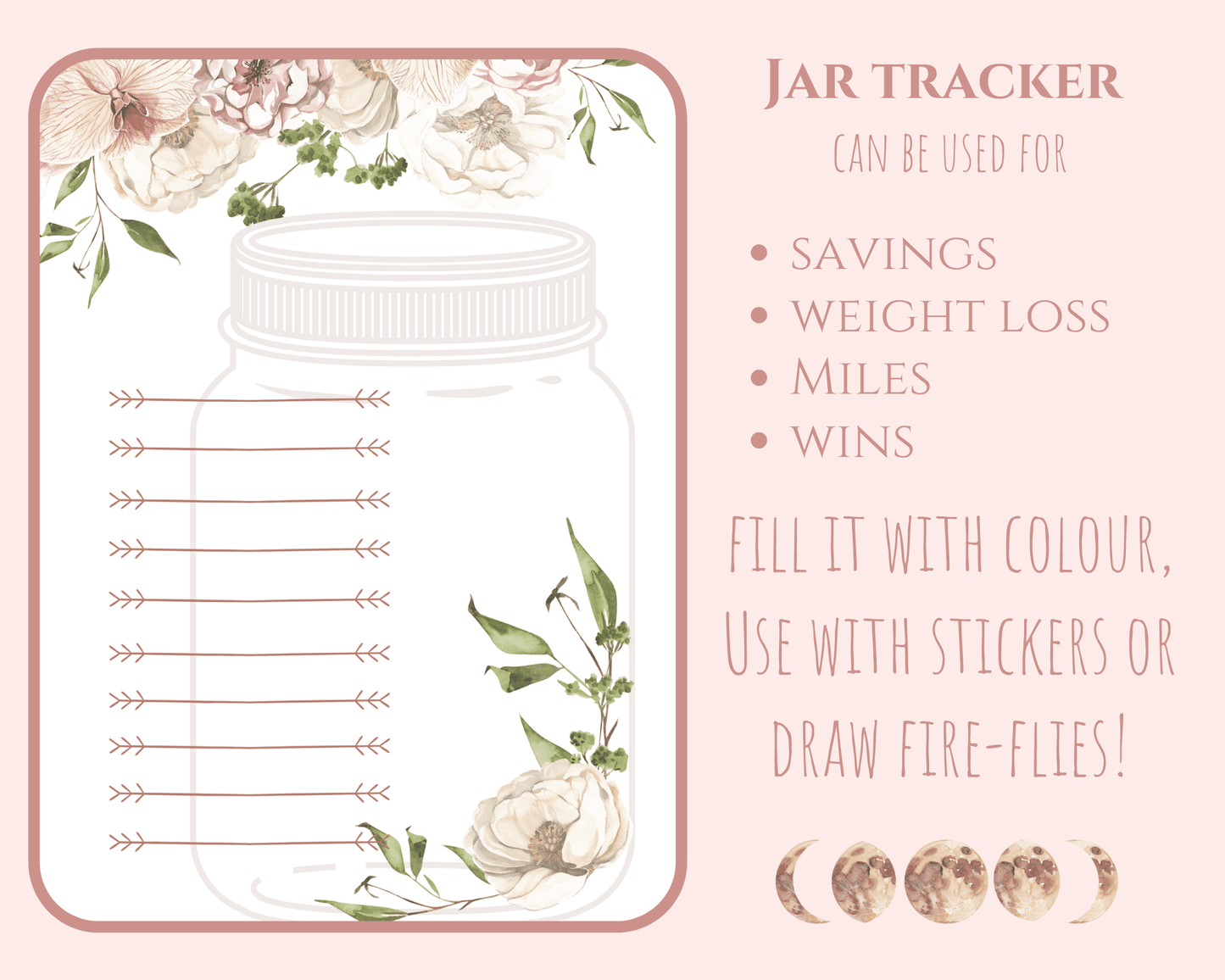 Just a moon phase bullet journal printable download pdf closeup jar