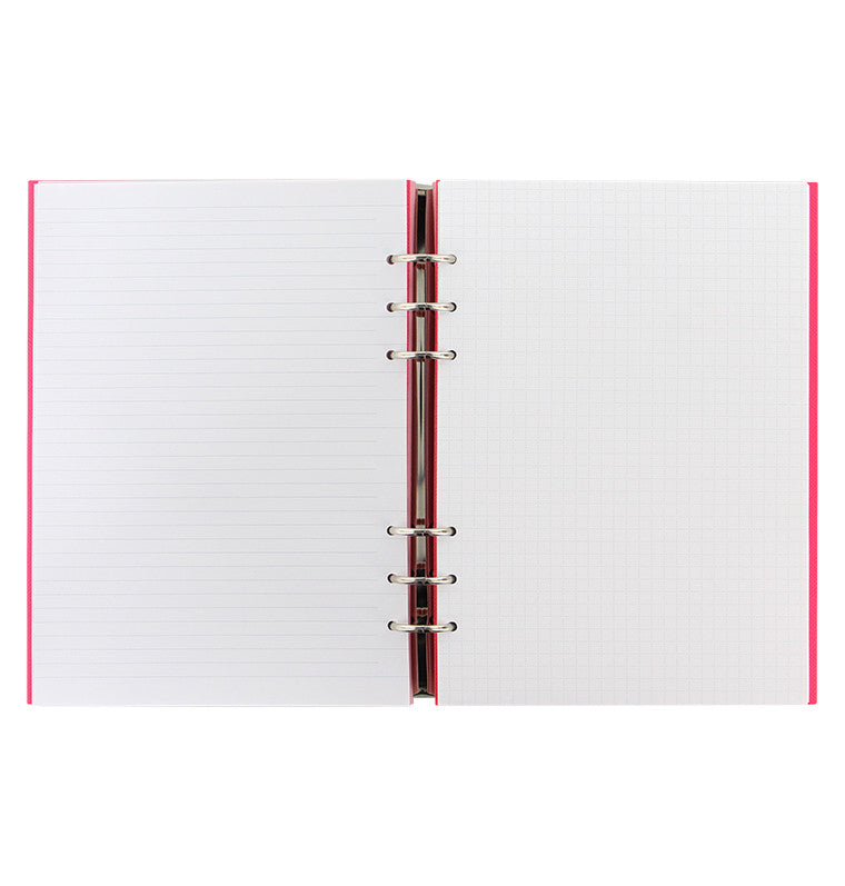Filofax Clipbook Loose Leaf Notebook | A5 Fluoro Pink Open