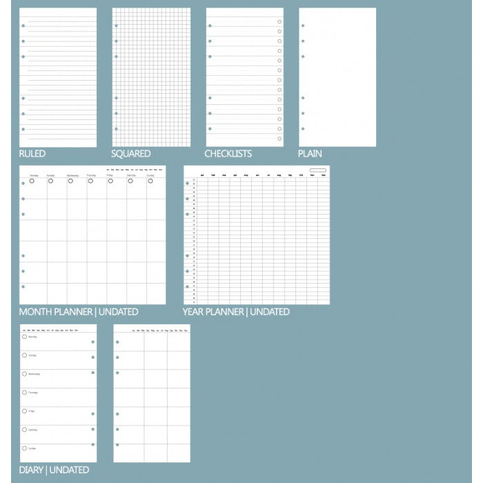 Filofax Clipbook Loose Leaf Notebook | Personal Duck Egg inserts
