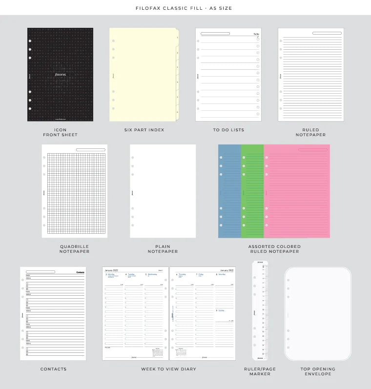 Filofax Domino Loose Leaf Planner | A5 Black pages