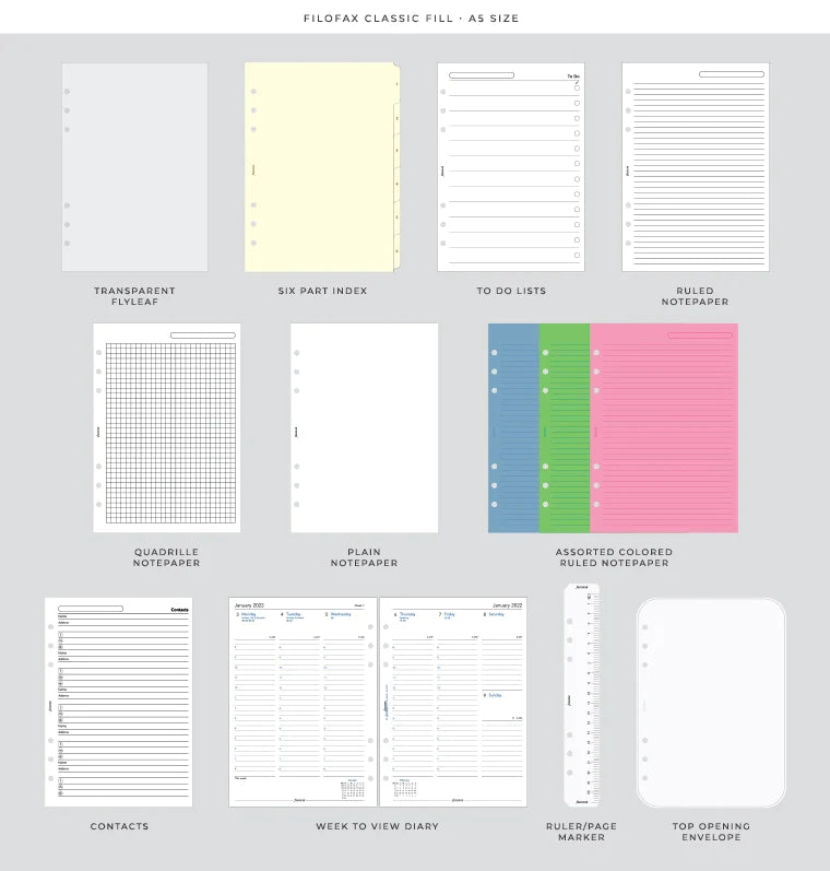 Filofax Domino Soft Loose Leaf Planner | A5 Duck Egg Inner pages