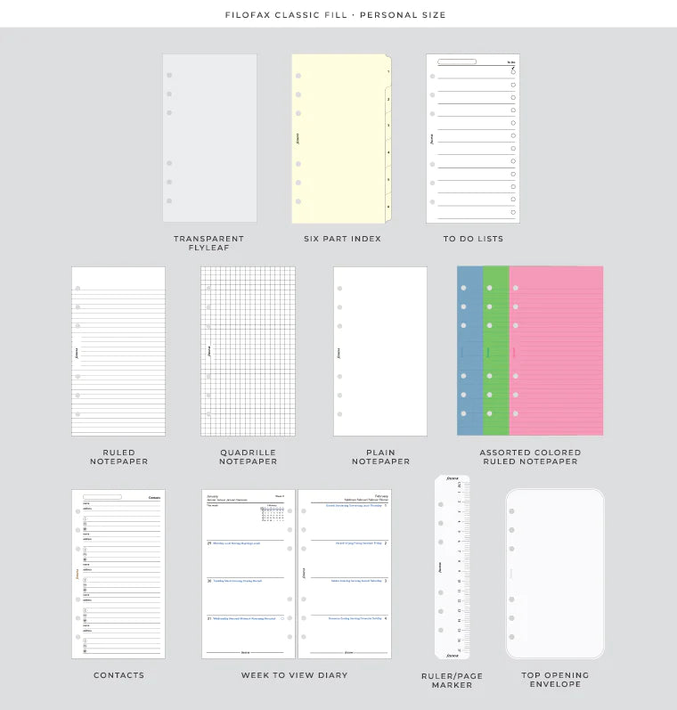 Filofax Domino Soft Loose Leaf Planner | Personal Pale Pink Inner pages