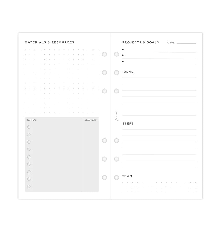 Filofax Loose Leaf Refill | Personal Project Management close plain