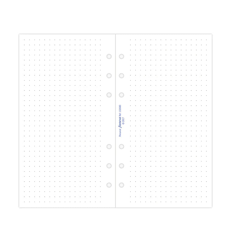 Filofax Loose Leaf Refill | Personal White Dotted Paper Open flat