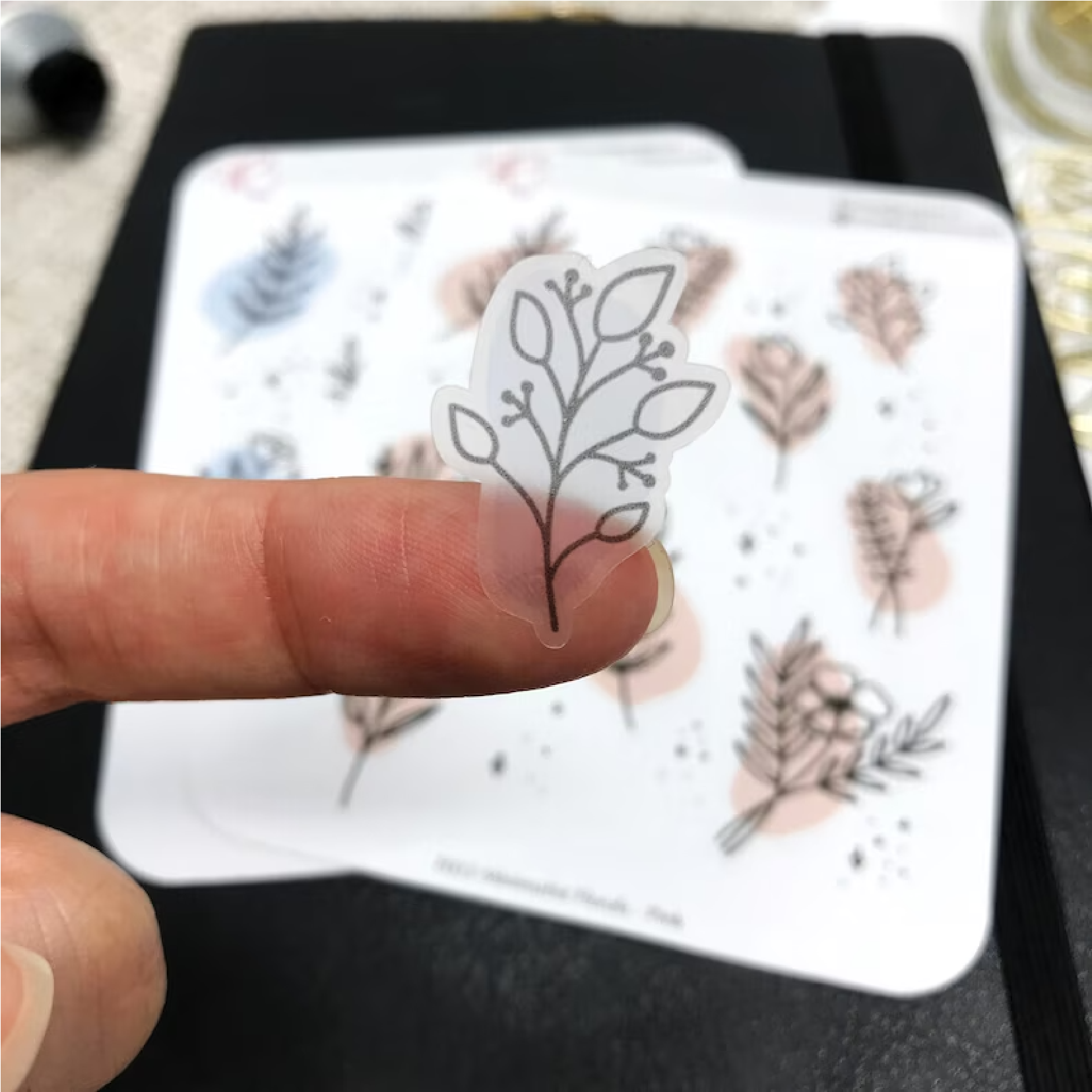 JOURNAL JUNKIES Journal Junkies Rose K Paper Co Decorative Stickers | Minimal Floral Stickers Usage Example in a bullet journal CLOSE UP BLUE