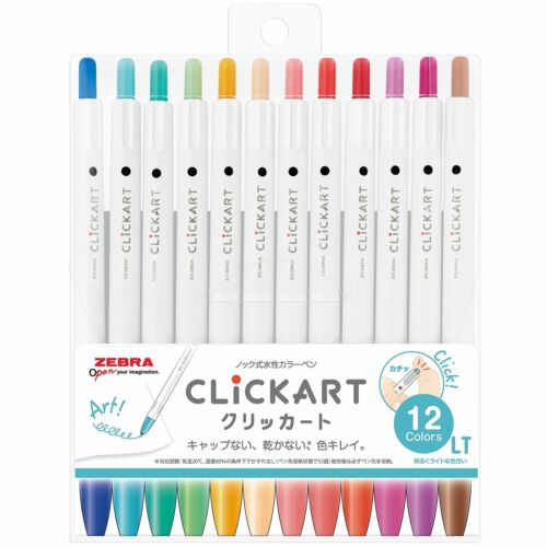 JOURNAL JUNKIES Zebra Pens Click Art Pack of 12 Light Blue