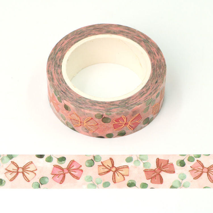 Journal Junkies NZ Medium Washi Tape Buy Foil Pink Bow JJ-W-125