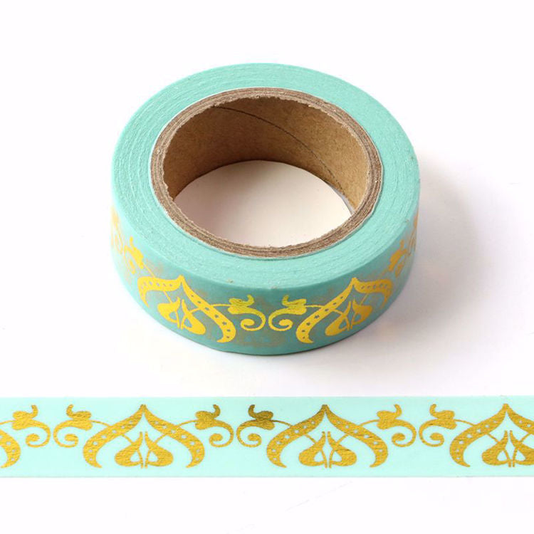 Journal Junkies NZ Medium Washi Tape Buy Torquise Gold JJ-W-102