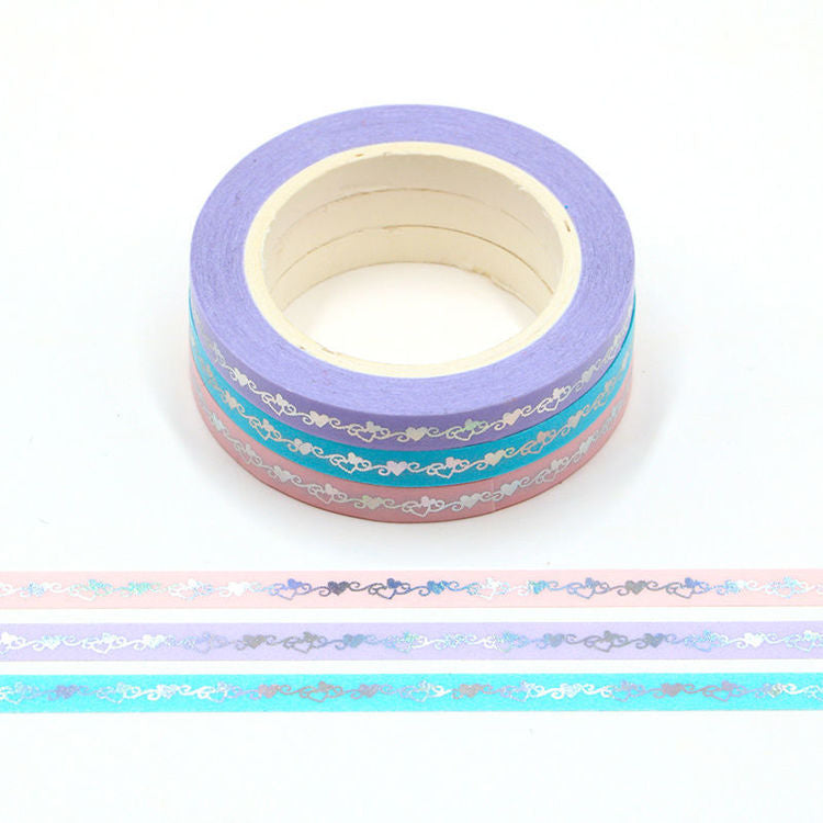 Journal Junkies NZ Thin Washi Tape Pack Buy Foil Heart Totem 3 pack JJ-W-127