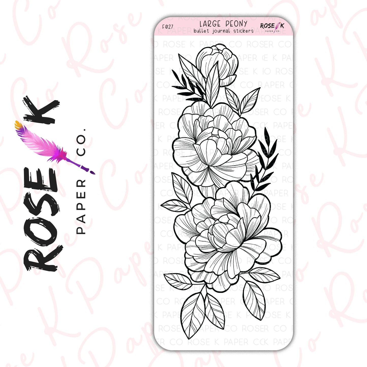 Large Peony Decorative planner stickers