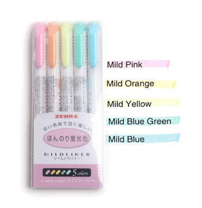 Zebra mildliners nz pink pastel pack