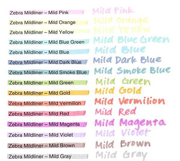 zebra mildliners nz all colours packs colour pallets