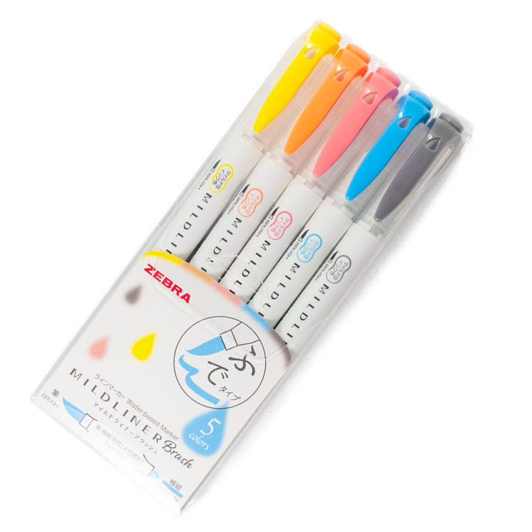 Zebra Mildliners Pastel Brush Pens Blue Pack NZ