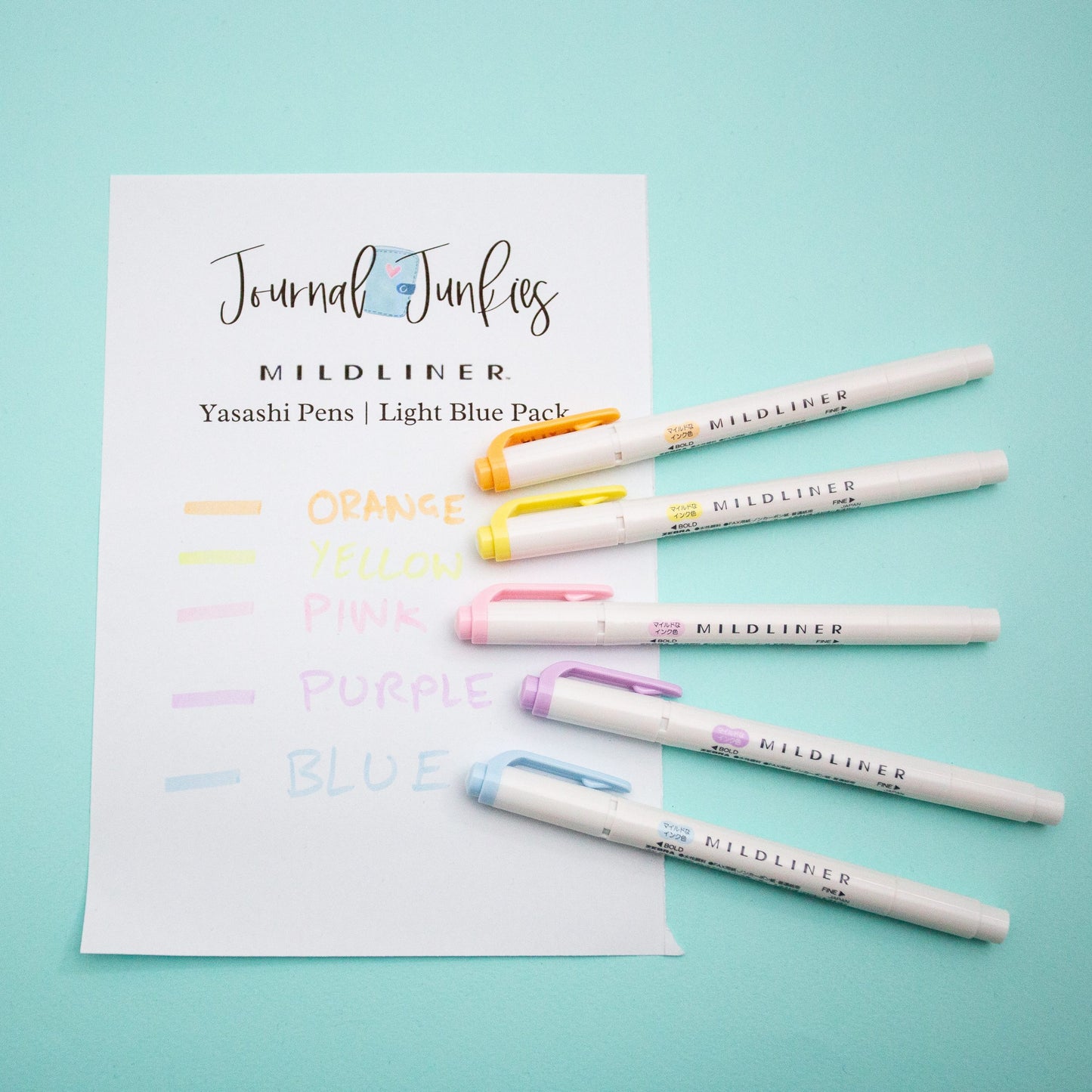 Zebra Mildliners Yasashi Pens | Light Blue Pack Journal Junkies NZ Buy