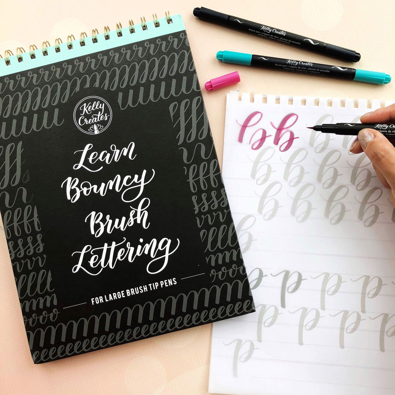 Kelly Creates Brush Lettering work book practice hand lettering