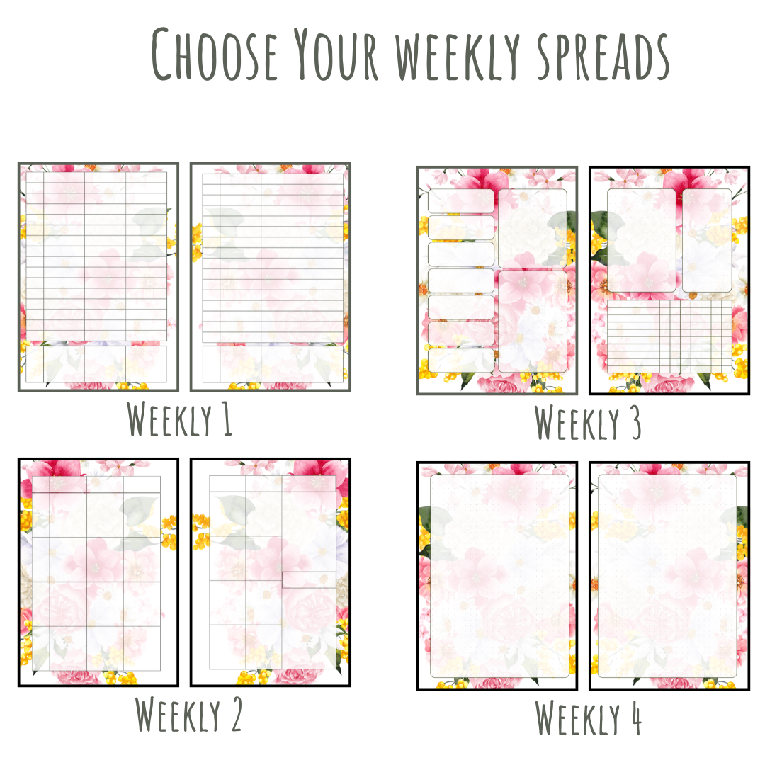 Pretty Floral A5 120gsm Planner Insert | Weekly Spread