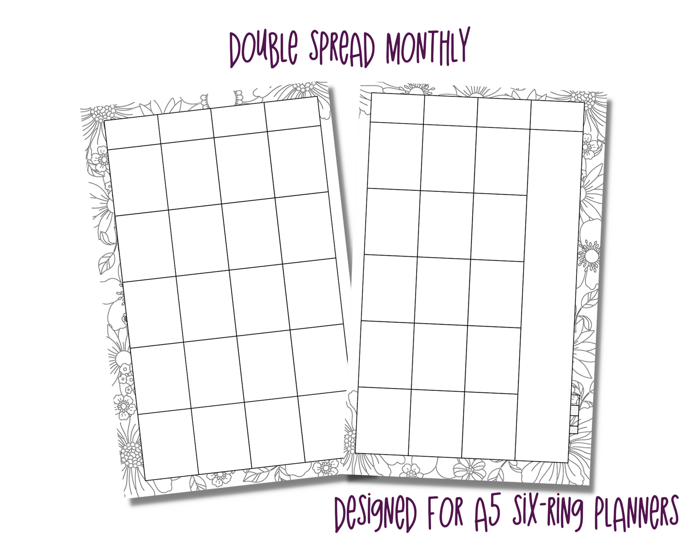 Pretty Flowers A5 Bujo Colouring Page Planner Inserts | For six-ring binders - Download and Print at home!