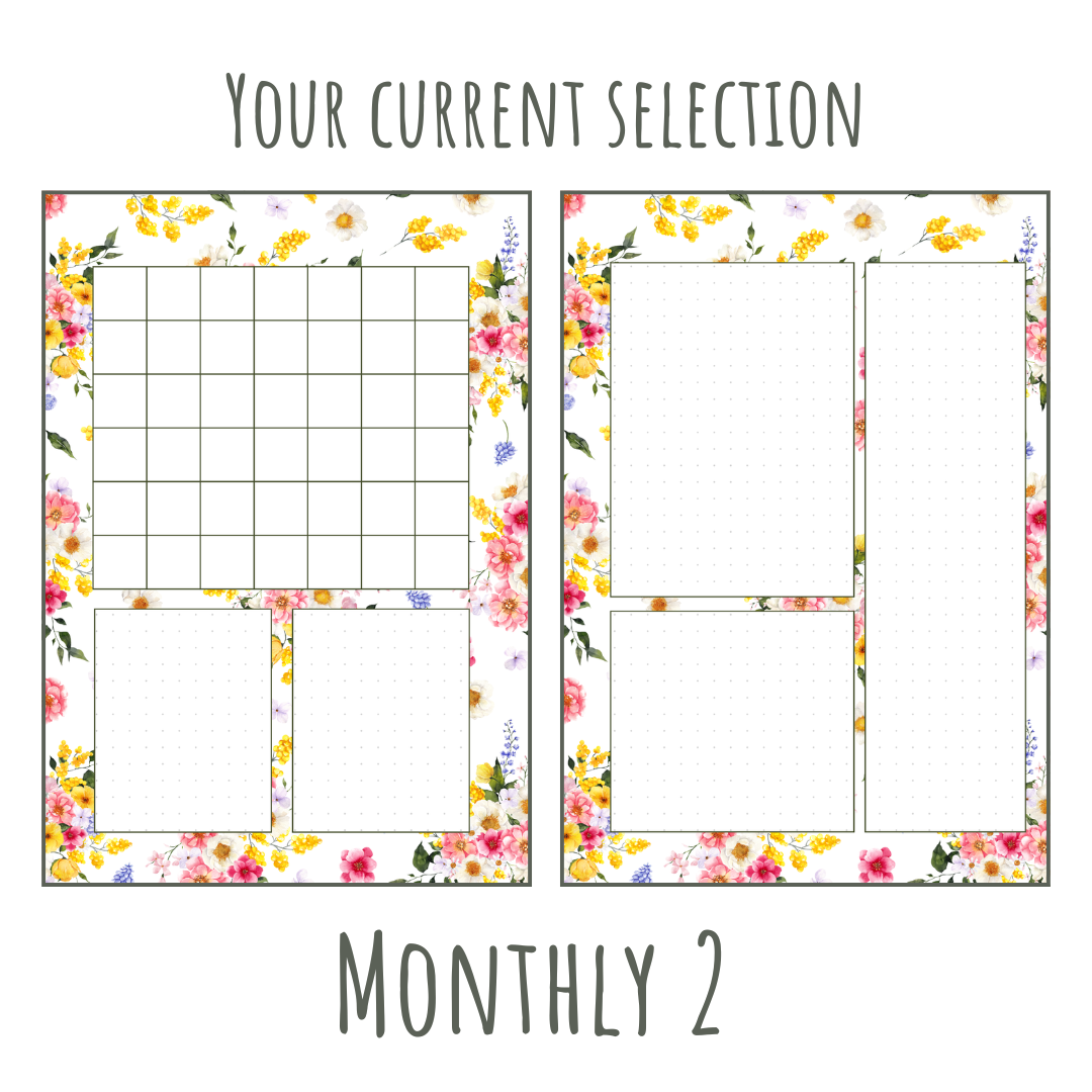 Pretty Floral A5 120gsm Planner Insert | Monthly Spread