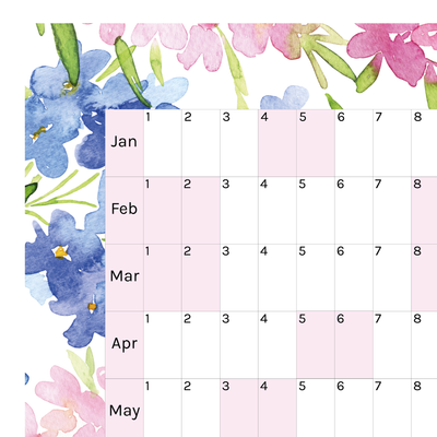 Horizontal 2025 Paper Wall Planner | Blossom Breeze