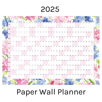 Horizontal 2025 Paper Wall Planner | Blossom Breeze