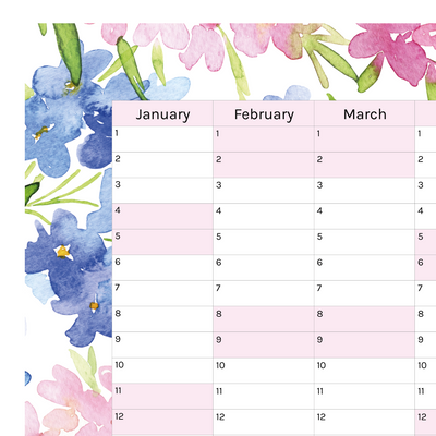 Vertical 2025 Paper Wall Planner | Blossom Breeze