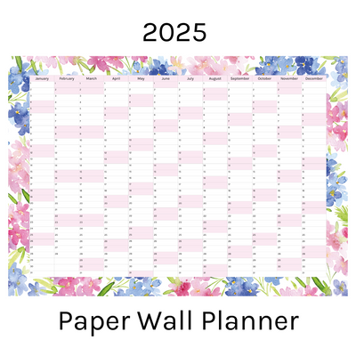 Vertical 2025 Paper Wall Planner | Blossom Breeze