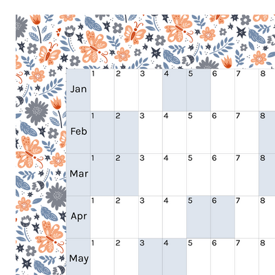 Horizontal 2025 Paper Wall Planner | Floral Flutter