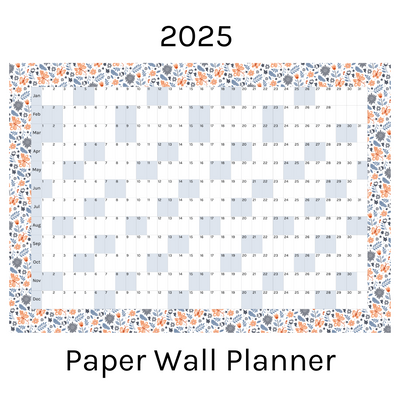 Horizontal 2025 Paper Wall Planner | Floral Flutter