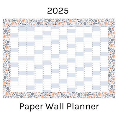 Vertical 2025 Paper Wall Planner | Floral Flutter