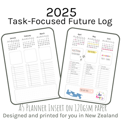 Loose Leaf A5 Planner Inserts 120gsm | 2025 Task-Focused Future Log