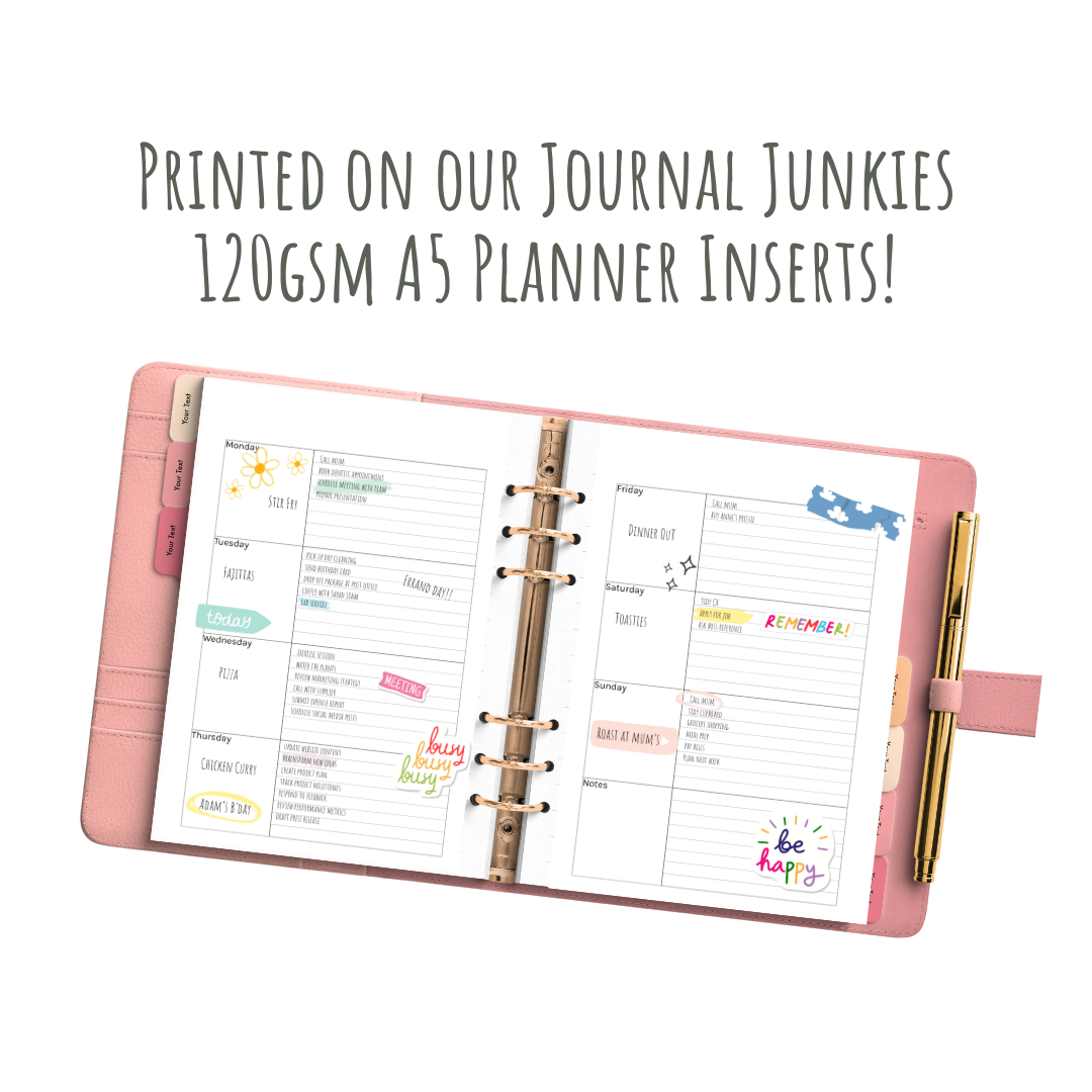 Loose Leaf A5 Planner Inserts 120gsm | Simple Weekly