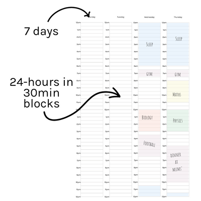 Loose Leaf A5 Planner Inserts 120gsm | Timeblocking Weekly