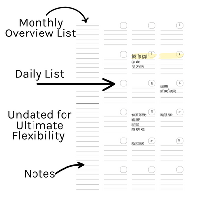 Loose Leaf A5 Planner Inserts 120gsm | Undated Monthly 2-Page Spread