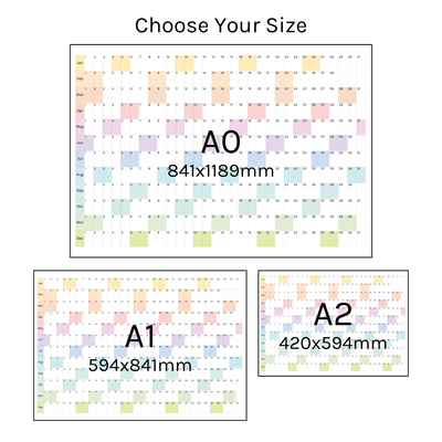 Horizontal 2026 Paper Wall Planner | Julie's Rainbow