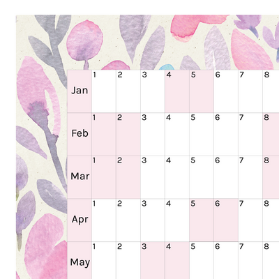 Horizontal 2025 Paper Wall Planner | Lavender Bloom