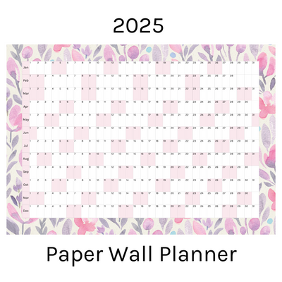 Horizontal 2025 Paper Wall Planner | Lavender Bloom