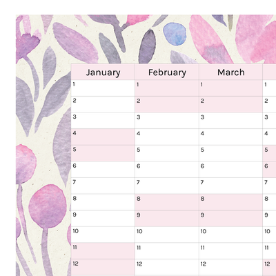 Vertical 2025 Paper Wall Planner | Lavender Bloom