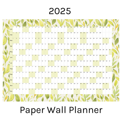 Horizontal 2025 Paper Wall Planner | Lemon Leaf