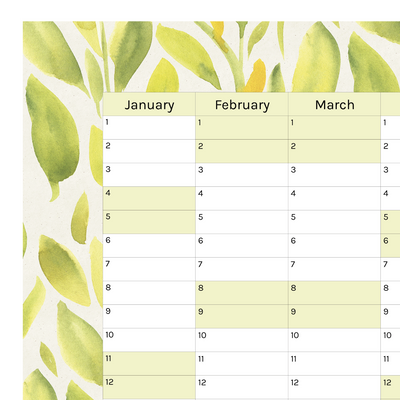 Vertical 2025 Paper Wall Planner | Lemon Leaf