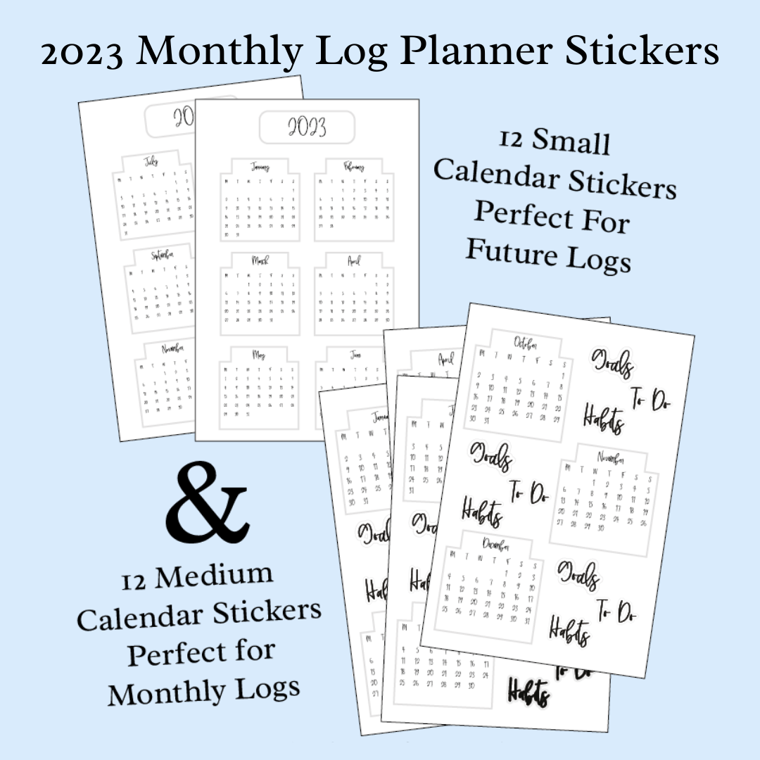 Journal Junkies Monthly Log Stickers 2023