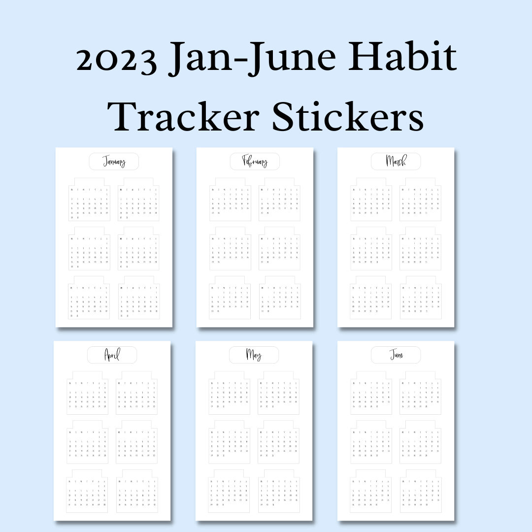 2023 Planner Stickers Pack |  Jan-June Monthly Habit Trackers all sheets