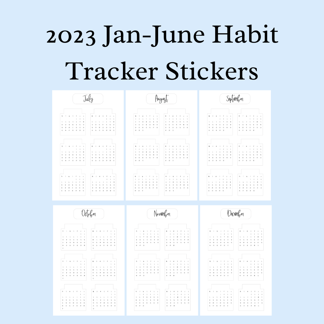 22023 July-Dec Planner Stickers Pack | Monthly Habit Trackers Layout
