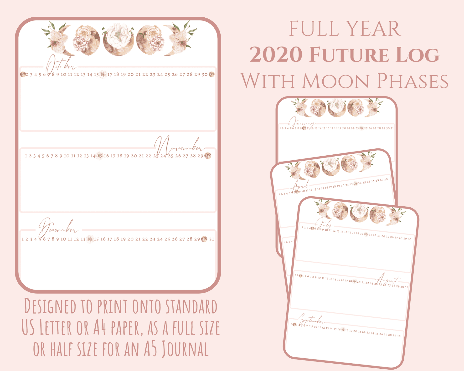 Just a moon phase bullet journal printable download pdf future log layout