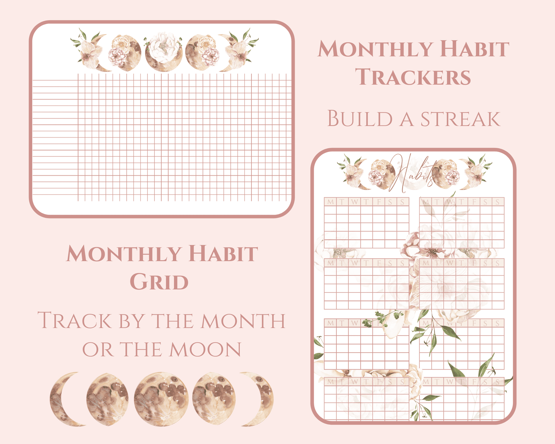 Just a moon phase bullet journal printable download pdf habit tracker layout