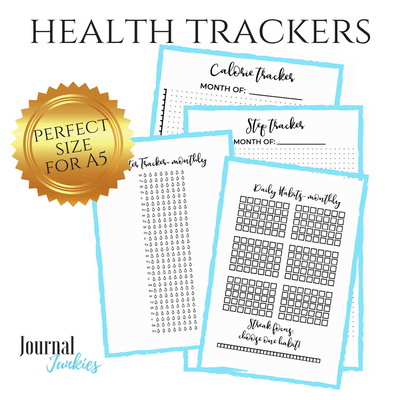 habit health trackers bullet journal printable download step calorie water